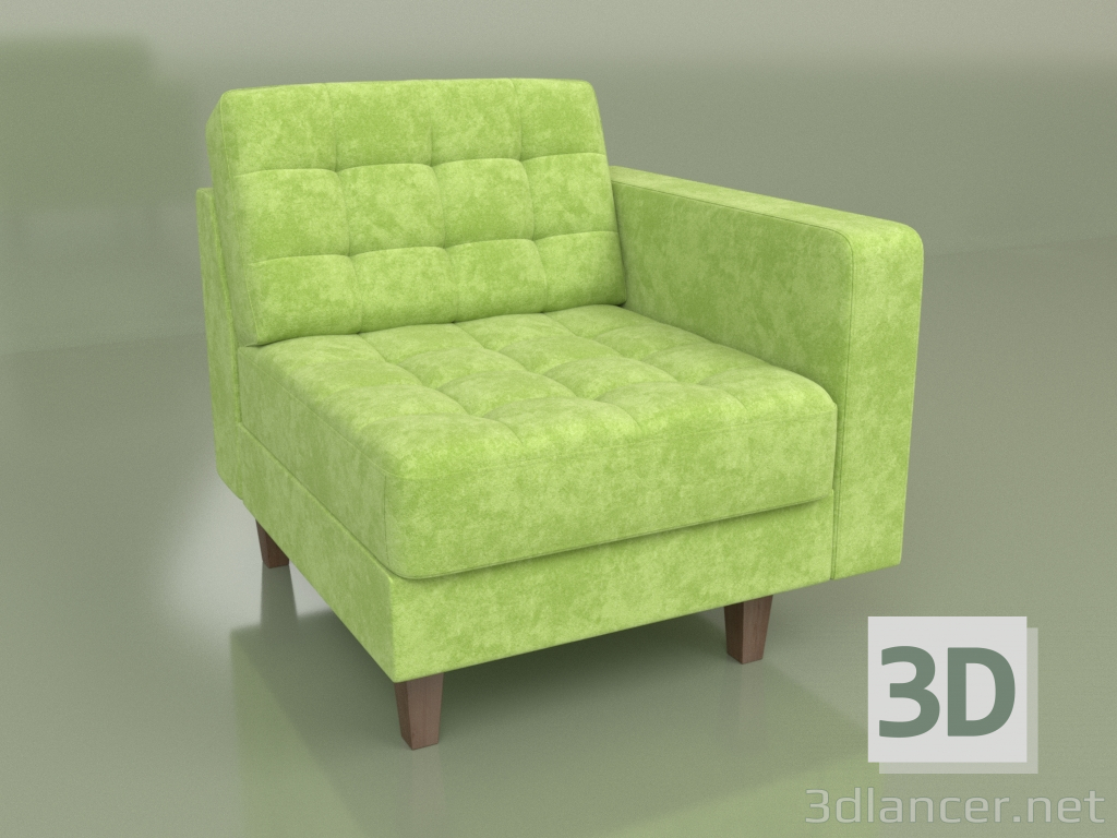 modèle 3D Section une place gauche Cosmo (Velours vert) - preview