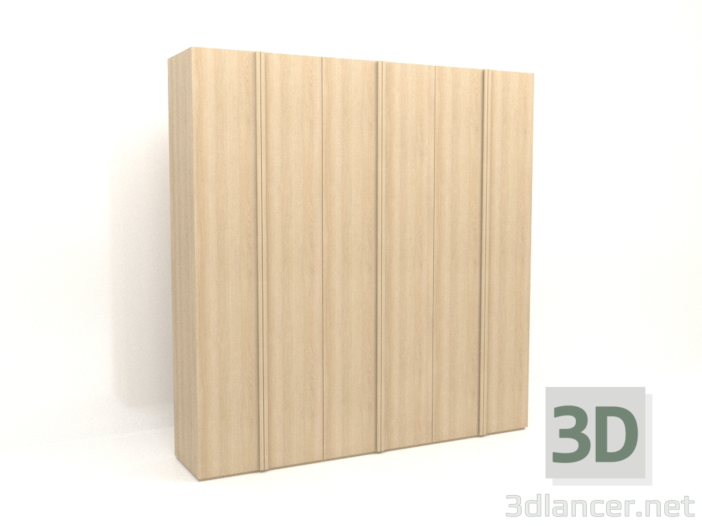 3D Modell Kleiderschrank MW 01 Holz (2700x600x2800, Holz weiß) - Vorschau