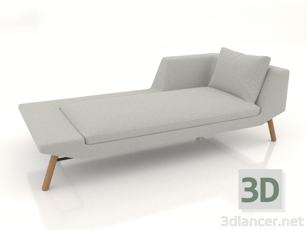 3D modeli Sağda kolçaklı uzanma koltuğu 207 (ahşap ayaklar) - önizleme