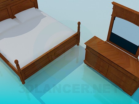 modello 3D Un insieme della mobilia della camera da letto - anteprima