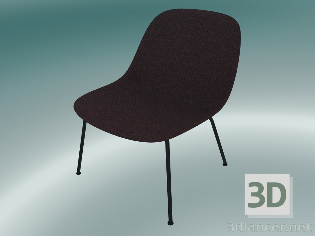 modello 3D Chaise longue con tubi alla base di fibra (Remix 373, nero) - anteprima