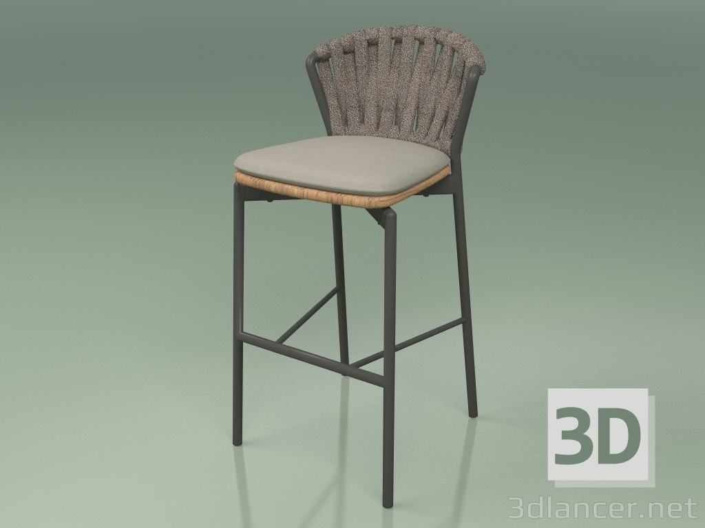 3d model Bar stool 250 (Metal Smoke, Teak, Padded Belt Gray-Sand) - preview
