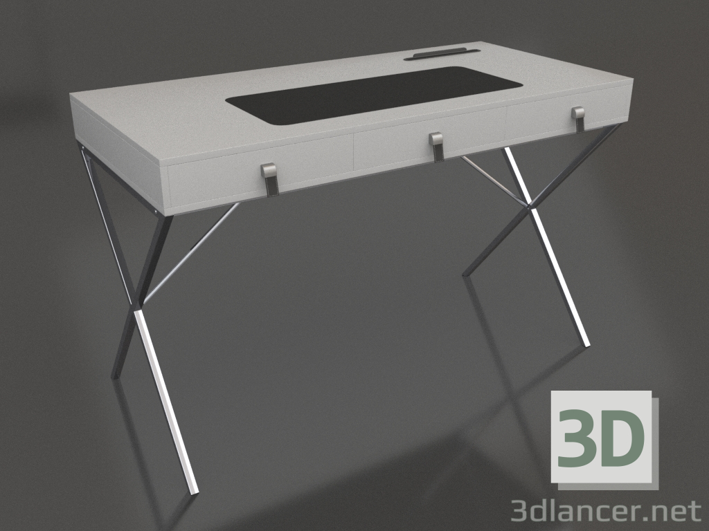 modèle 3D Bureau Christopher (blanc-chrome) - preview