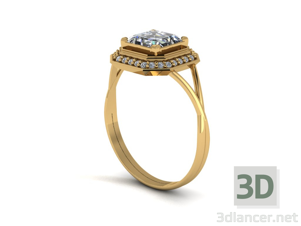 3d кольцо Emerald модель купить - ракурс