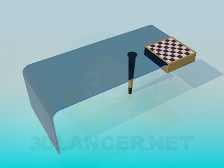 modelo 3D Mesa de centro con tablero de ajedrez incorporado - escuchar modelo 3D Mesa de centro con tablero de ajedrez incorporado - escuchar