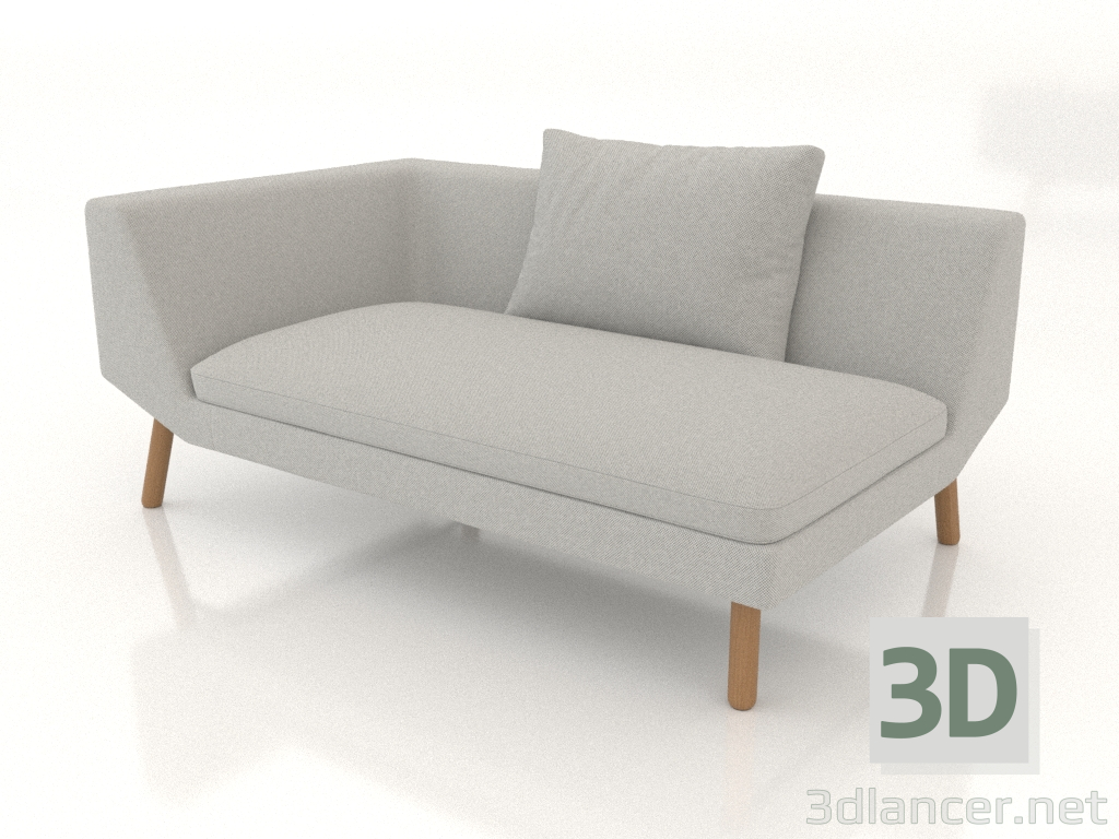 3d model End sofa module 156 with an armrest on the left (wooden legs) - preview