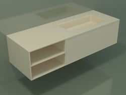 Washbasin with drawer and compartment (06UC824D2, Bone C39, L 144, P 50, H 36 cm)