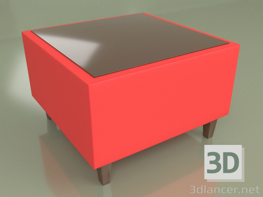 3D Modell Quadratischer Couchtisch Cosmo (rotes Leder) - Vorschau