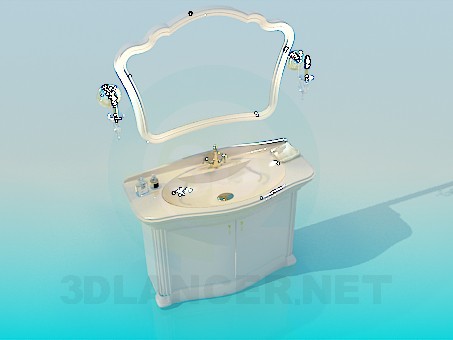 modelo 3D Lavabo con espejo - escuchar modelo 3D Lavabo con espejo - escuchar