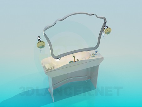 modelo 3D Lavabo con espejo - escuchar modelo 3D Lavabo con espejo - escuchar