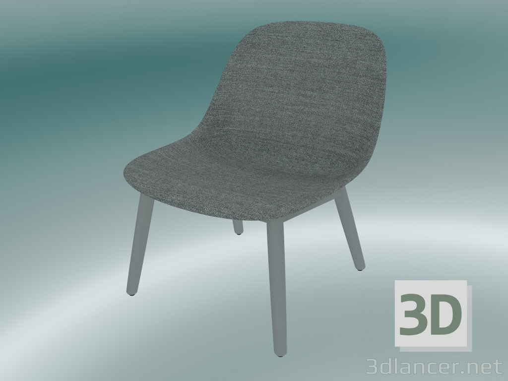 modello 3D Sedia con base in legno Fibra (Remix 133, Grigio) - anteprima