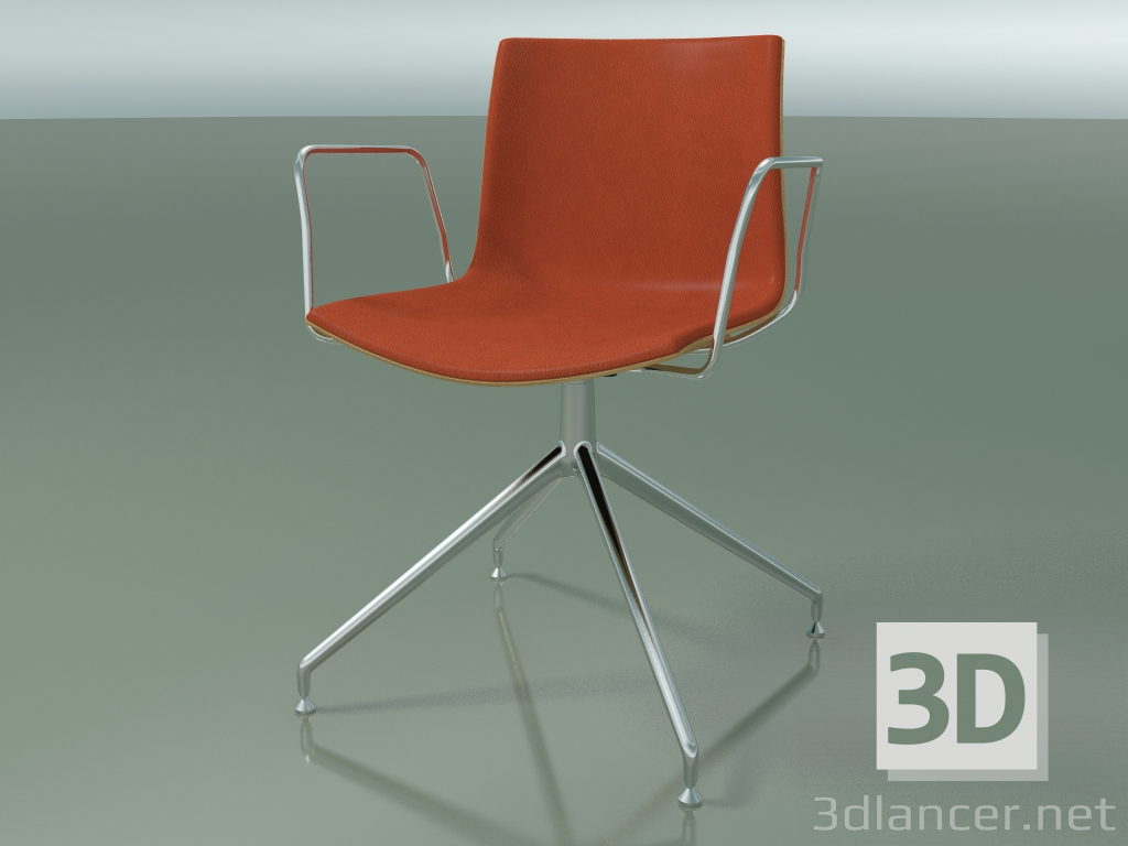 3d model Chair 0332 (swivel, with armrests, with front trim, LU1, natural oak) - preview