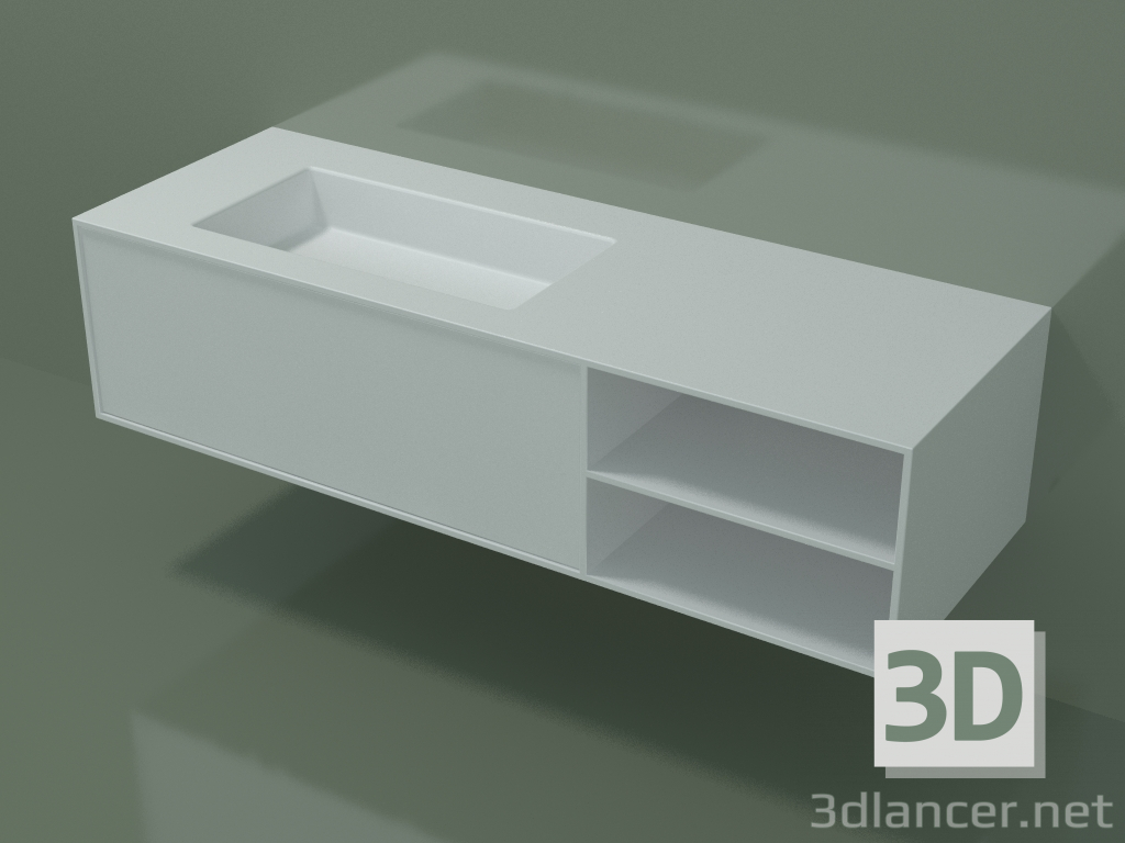 3d model Washbasin with drawer and compartment (06UC824S2, Glacier White C01, L 144, P 50, H 36 cm) - preview