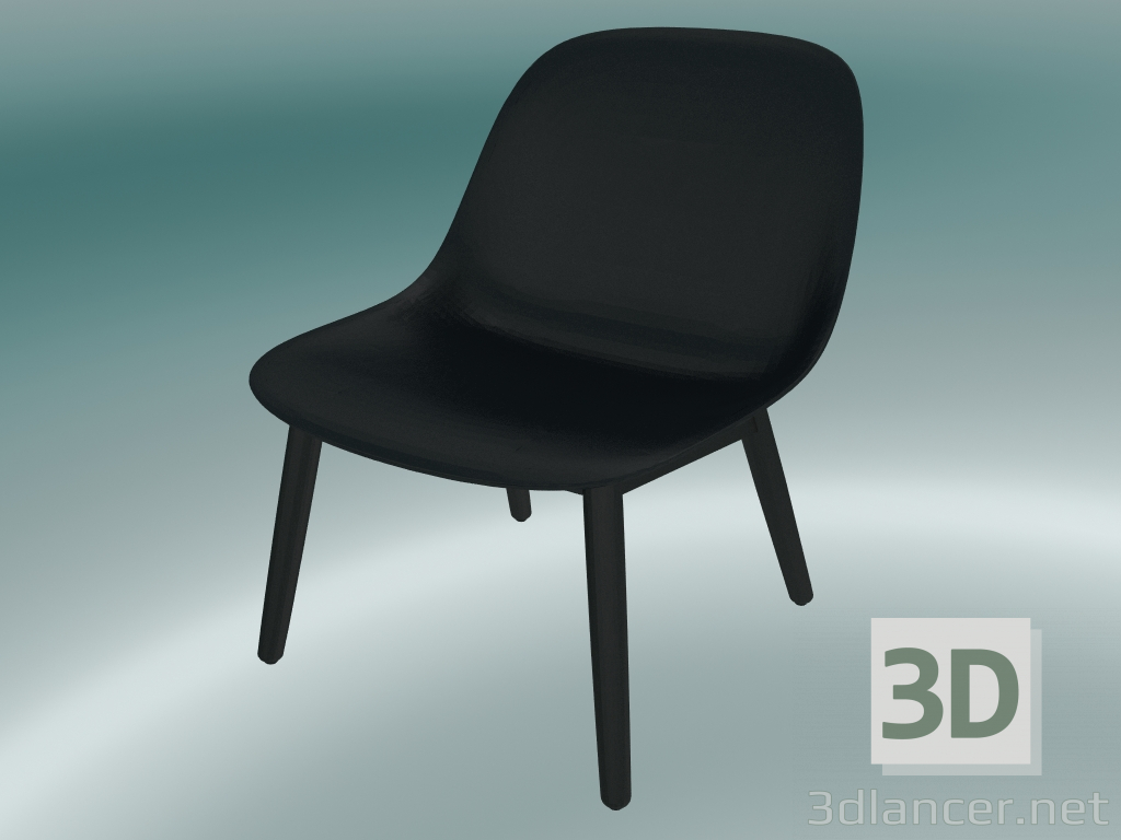 3D modeli Ahşap Tabanlı Sandalye Fiber (Siyah) - önizleme
