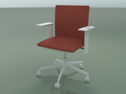 Low back chair 6501 (5 castors, with removable padding, adjustable standard armrest)