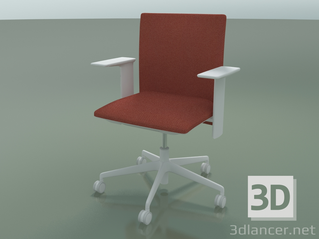3 डी मॉडल कम पीठ कुर्सी 6501 (हटाने योग्य गद्दी, समायोज्य मानक आर्मरेस्ट के साथ 5 कैस्टर) - पूर्वावलोकन