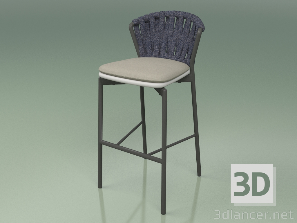 3d model Bar stool 250 (Metal Smoke, Polyurethane Resin Gray, Padded Belt Gray-Blue) - preview