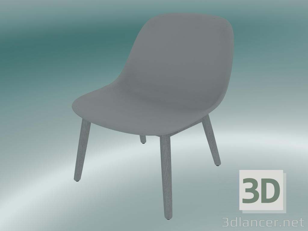 3d model Chair with wooden base Fiber (Gray) - preview