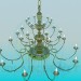 3d model Lámpara chandelier de oro con velas - vista previa