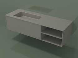 Lavabo avec tiroir et compartiment (06UC824S2, Clay C37, L 144, P 50, H 36 cm)