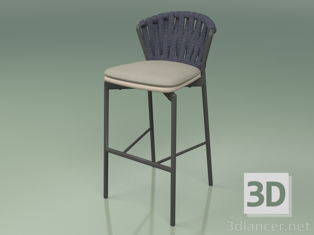 3d model Bar stool 250 (Metal Smoke, Polyurethane Resin Mole, Padded Belt Gray-Blue) - preview