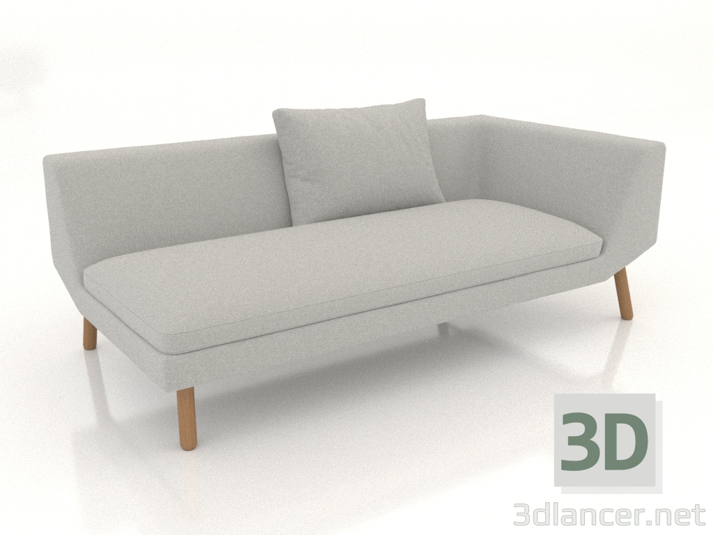 3d model End sofa module 186 with armrest on the right (wooden legs) - preview