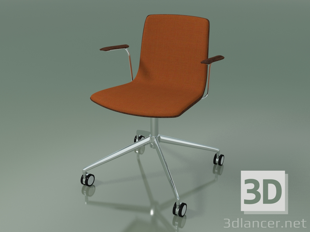 modello 3D Sedia 5918 (con ruote, con rivestimento nella parte anteriore, con braccioli, noce) - anteprima