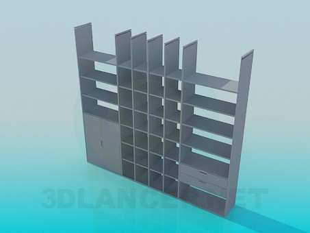 modelo 3D Gabinete con estantes - escuchar modelo 3D Gabinete con estantes - escuchar