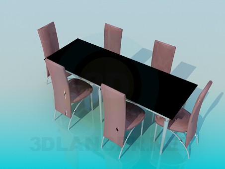 modelo 3D Mesa de comedor y sillas - escuchar modelo 3D Mesa de comedor y sillas - escuchar