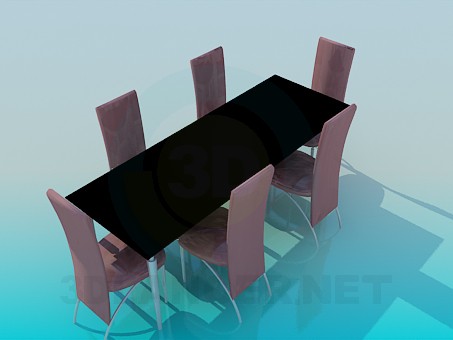 modelo 3D Mesa de comedor y sillas - escuchar modelo 3D Mesa de comedor y sillas - escuchar