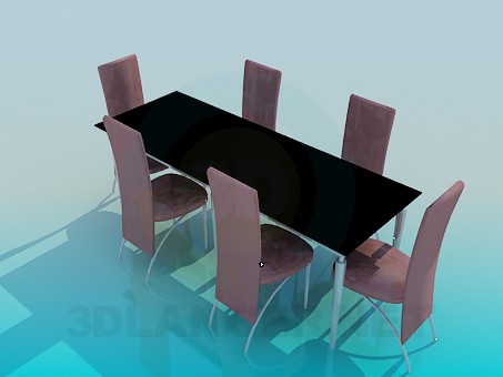 modelo 3D Mesa de comedor y sillas - escuchar modelo 3D Mesa de comedor y sillas - escuchar