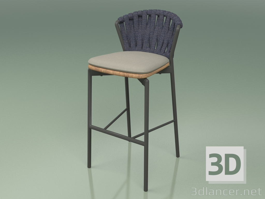 3D modeli Bar taburesi 250 (Metal Duman, Tik, Dolgulu Kemer Gri-Mavi) - önizleme
