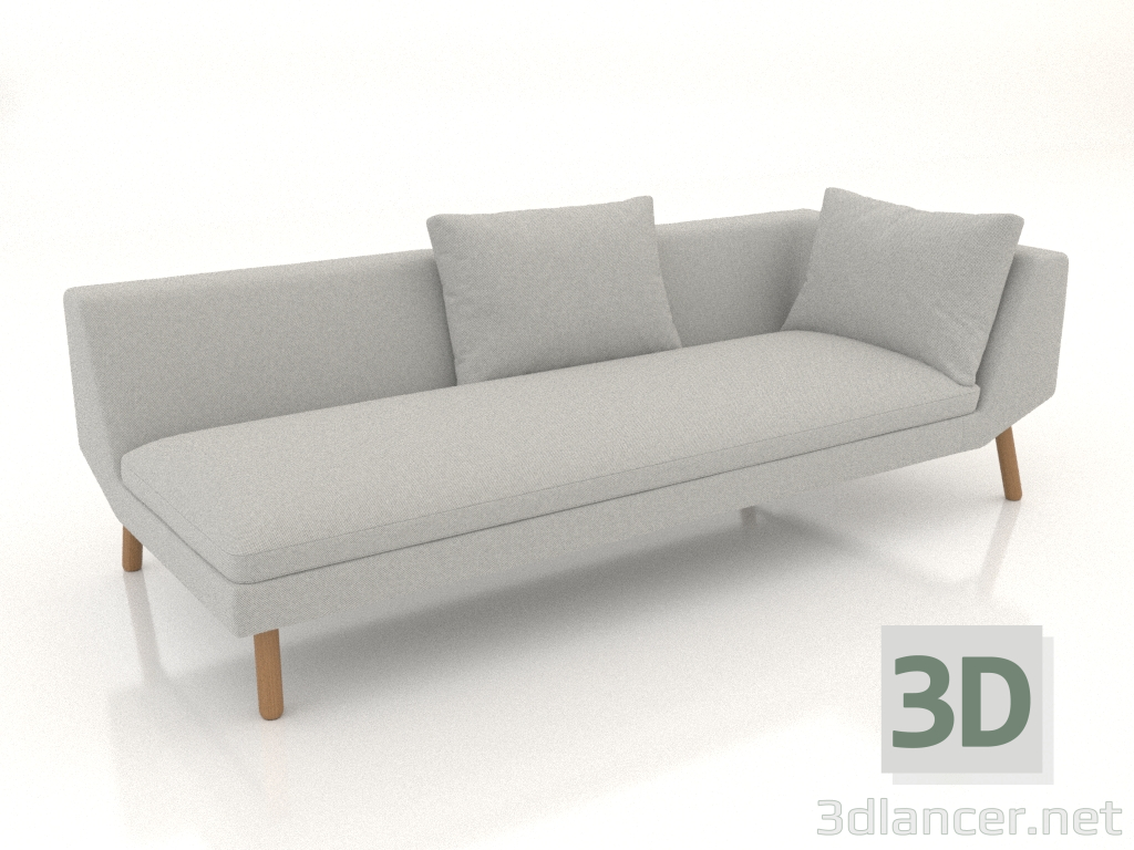 modello 3D Modulo terminale divano 219 con bracciolo a destra (gambe in legno) - anteprima