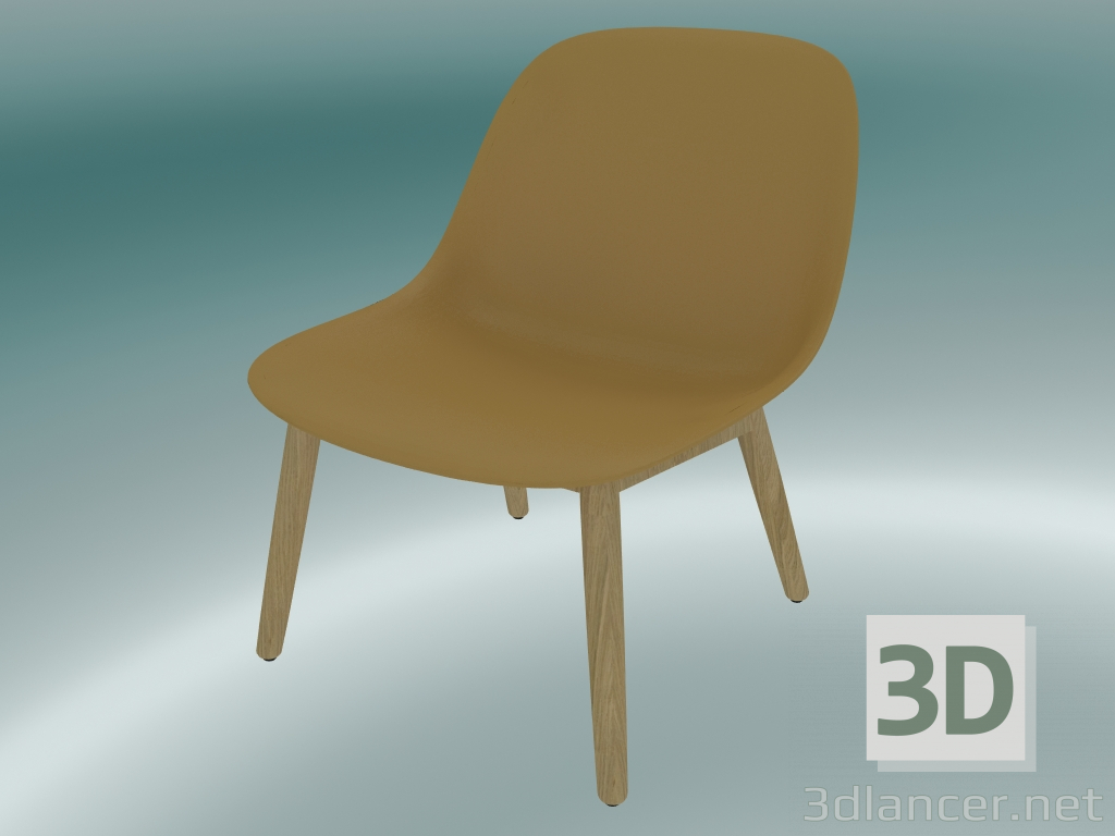 modello 3D Sedia di riposo con base in legno Fibra (Ocra, Rovere) - anteprima