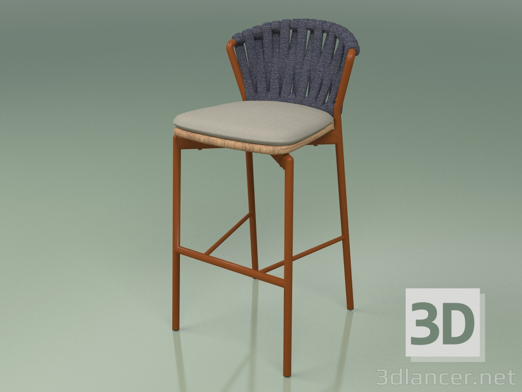 3d model Bar stool 250 (Metal Rust, Teak, Padded Belt Gray-Blue) - preview