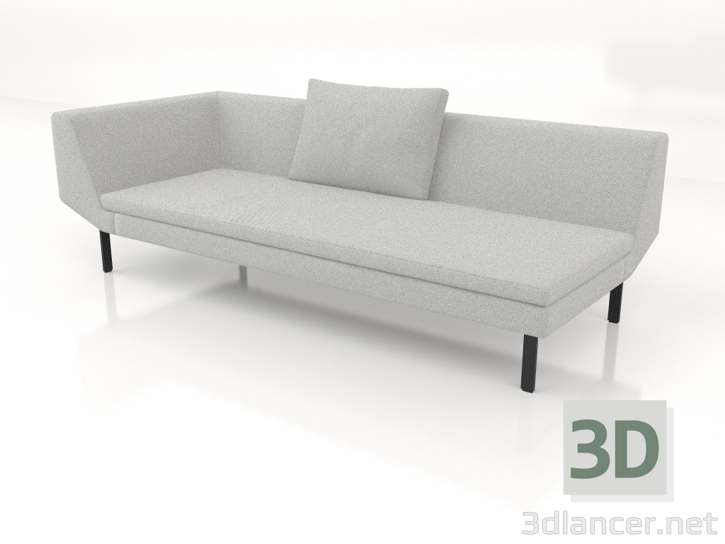 Modelo 3d Módulo de sofá final 219 com apoio de braço à esquerda (pernas metálicas) - preview
