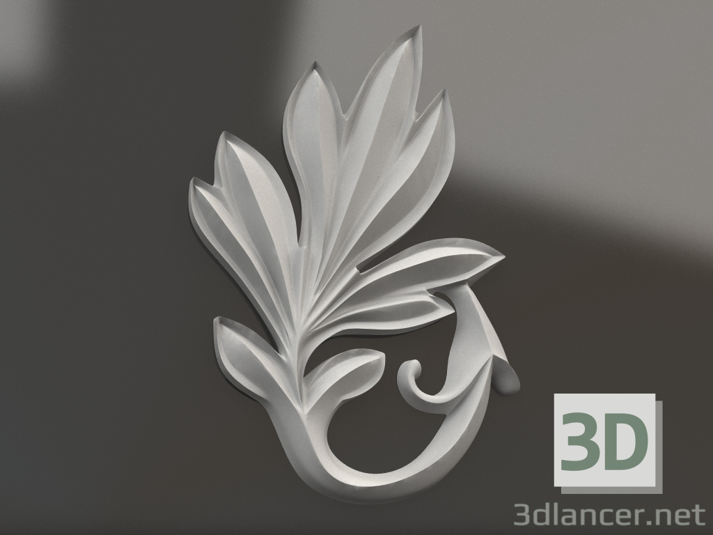 modello 3D Elemento decorativo in gesso DE 009 2 A (80x53) - anteprima