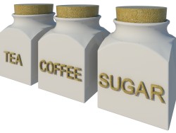 Conjunto de café-chá-açúcar