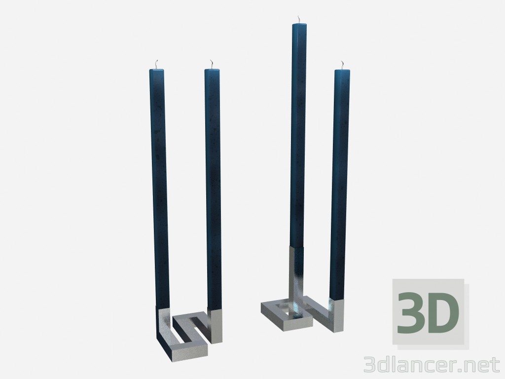 3D modeli Art Deco şamdan G mum-stick beyaz mumlar - önizleme