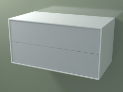 Double drawer (8AUDCB01, Glacier White C01, HPL P03, L 96, P 50, H 48 cm)