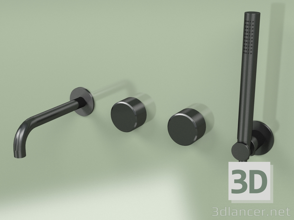 3D Modell 2er-Set Hydro-Progressivmischer zur Wandmontage mit Handbrause und Auslauf L 190 mm (16 69, ON) - Vorschau