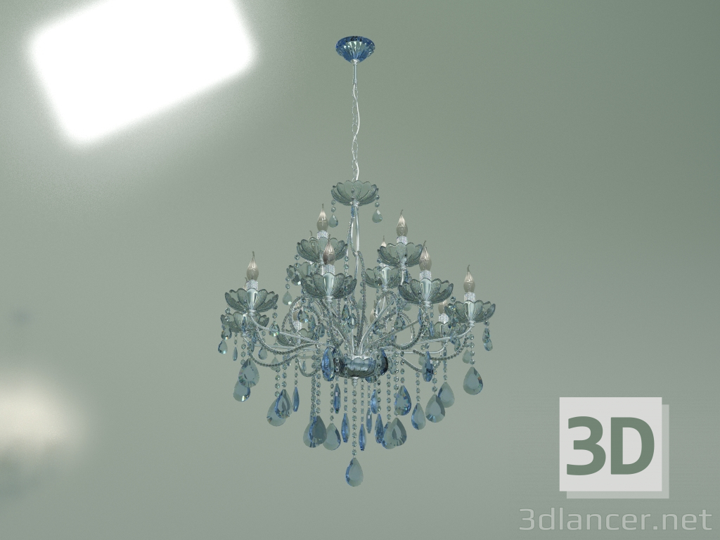 3d model Suspension chandelier 3015-12 (Strotskis chrome azure crystal) - preview
