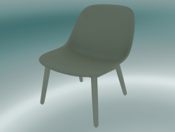 Rest chair with wooden base Fiber (Dusty Green)