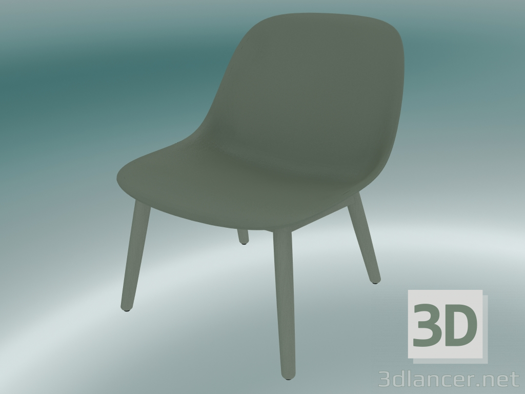 modèle 3D Chaise avec base en bois Fibre (Dusty Green) - preview
