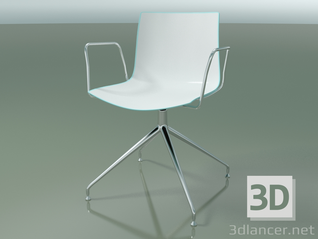 modèle 3D Chaise 0368 (pivotante, avec accoudoirs, LU1, polypropylène bicolore) - preview