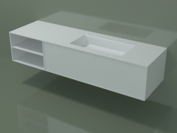 Lavabo avec tiroir et compartiment (06UC924D2, Glacier White C01, L 168, P 50, H 36 cm)