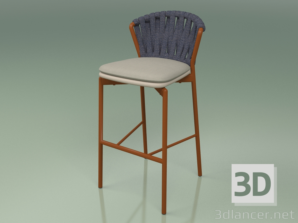 3d model Bar stool 250 (Metal Rust, Polyurethane Resin Mole, Padded Belt Gray-Blue) - preview