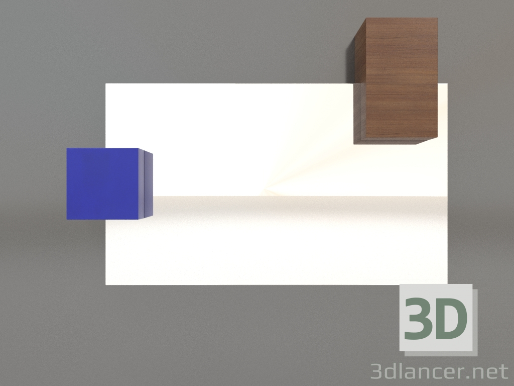 modello 3D Specchio ZL 07 (817x568, legno marrone chiaro, blu) - anteprima