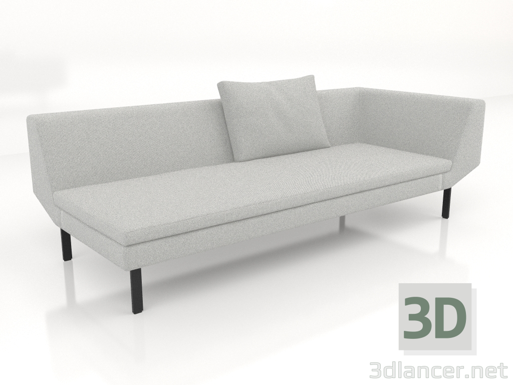 Modelo 3d Módulo de sofá final 219 com apoio de braço à direita (pernas metálicas) - preview