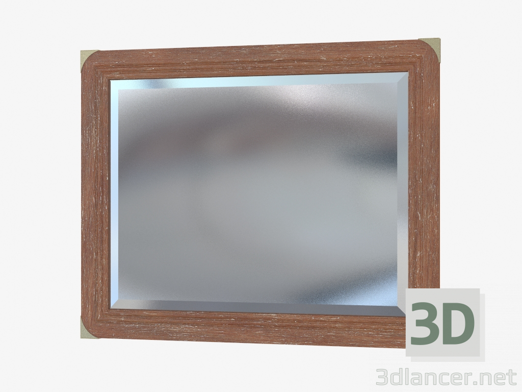 3d model Espejo en un marco de madera con las esquinas de bronce - vista previa